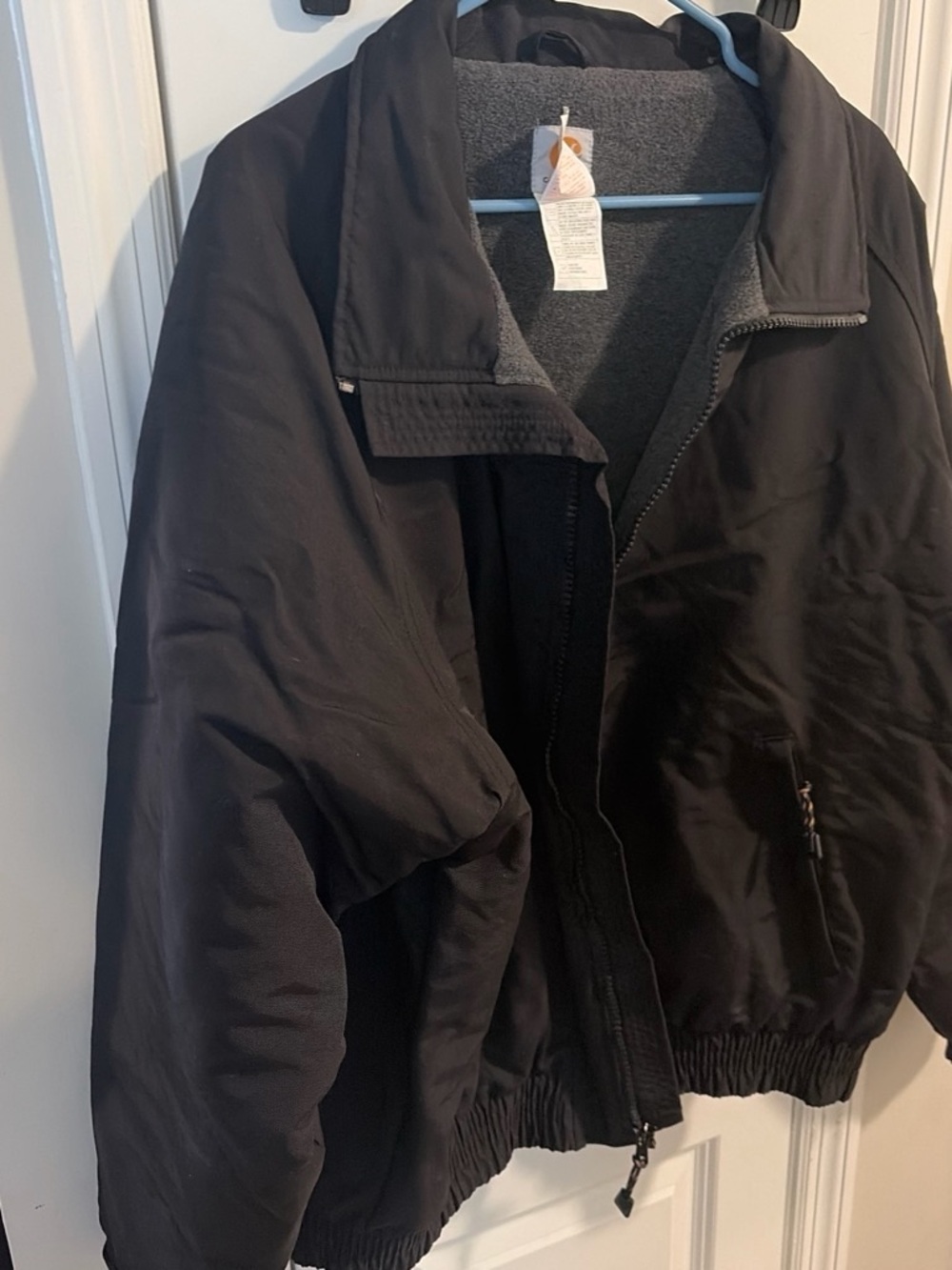 Men's Black Fleece-Lined Jacket - Classic Workwear Style